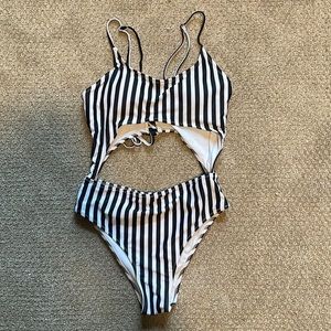 High waisted cutout one piece swimsuit